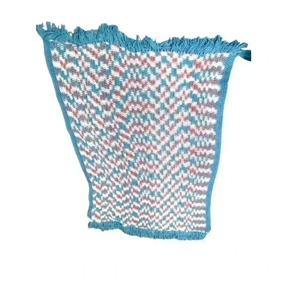 Handmade Throw Blanket Pink Blue White Mauve Brand New